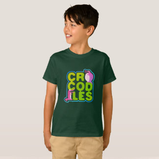 Krokodiler med två lycklig-krokar - grönt brev t-shirt