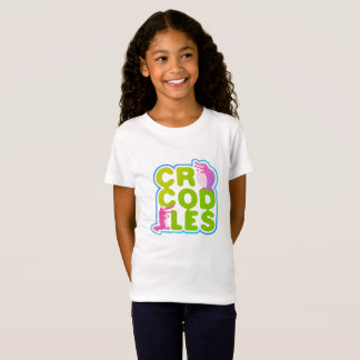 Krokodiler med två lycklig-krokar - grönt brev tee shirt