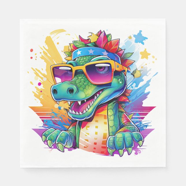 Krokodilers Rosa och Grönt - matchande födelsedag Pappersservett (Framsidan)