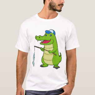 Krokodilfiskets fiskets Finshing-stav T Shirt