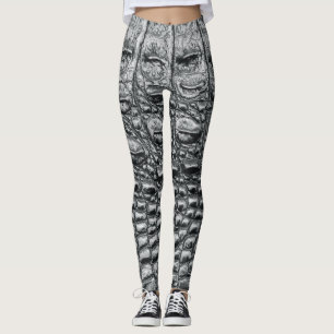 Krokodilneoir: Svart läder Mystique Leggings