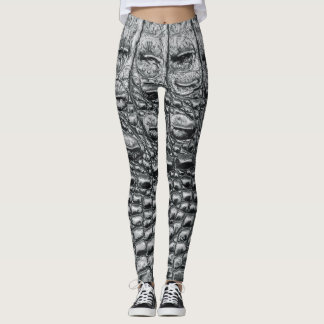 Krokodilneoir: Svart läder Mystique Leggings