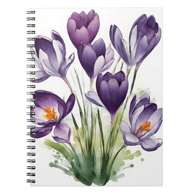 Krokus - Akvarellblommor Anteckningsbok (Framsidan)