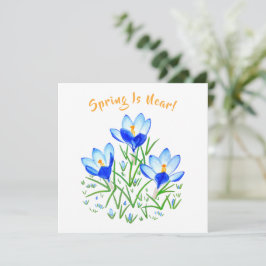 Krokusblomma på vit platt kort