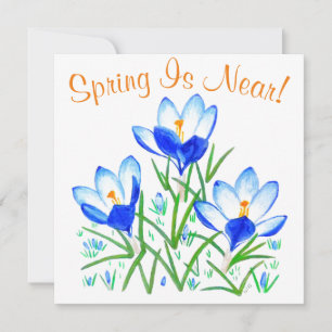 Krokusblommor på vit platt kort