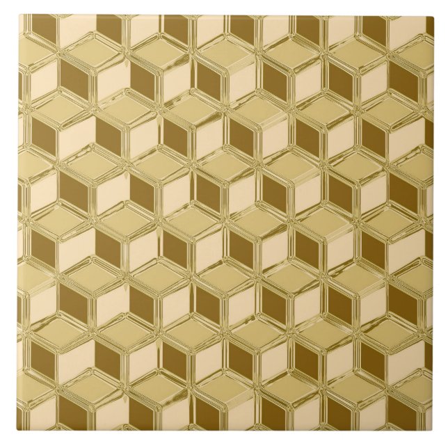 Krom 3 D boxas - färgat guld Kakelplatta (Framsidan)