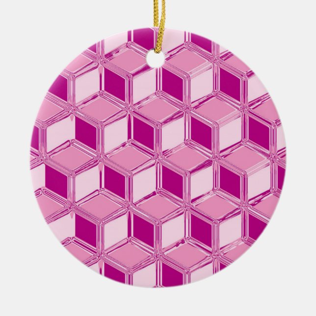Krom 3-d lådor - fuchsia rosa julgransprydnad keramik (Framsidan)