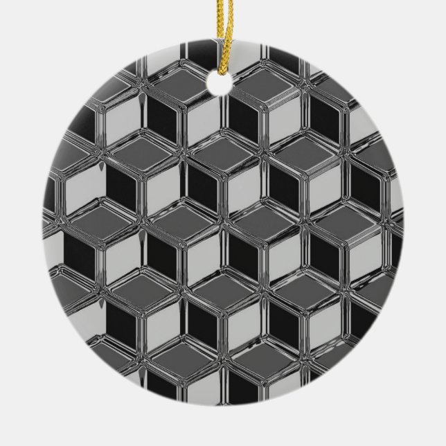 Krom 3-d lådor - hematitgrå julgransprydnad keramik (Framsidan)