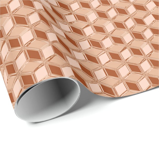 Krom 3-d-lådor - kopparfärgad presentpapper (Rullad Hörn)