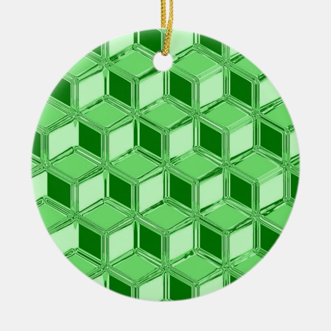 Krom 3-d lådor - smaragdgrön julgransprydnad keramik (Framsidan)