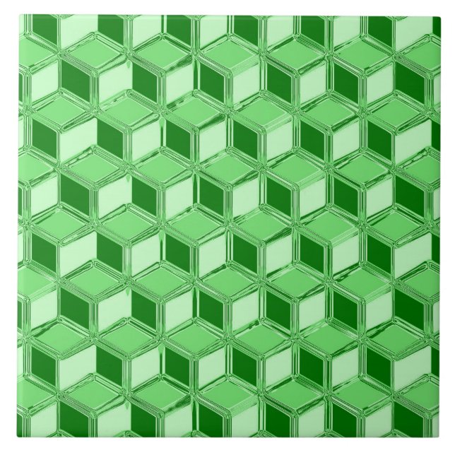 Krom 3-d lådor - smaragdgrön kakelplatta (Framsidan)