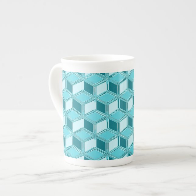 Krom 3-d-lådor - turkos/aqua benporslin mugg (Framsida vänster)
