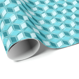 Krom 3-d-lådor - turkos/aqua presentpapper