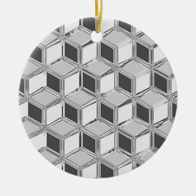 Krom 3D-lådor - silvergrå Julgransprydnad Keramik (Framsidan)