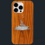 Krom djuphavsfiskebåt vid utskrift av toppventil<br><div class="desc">Ett modernt nautiskt silver-krom, som applicque stil på en teak-träskekor för en anpassningsbar telefonväska som alla på eller utanför båten kommer att njuta av. Använda länken "Be den här designern" om du vill kontakta oss med dina speciella designförfrågningar eller om du behöver hjälp med något av dina anpassningsprojektbehov.</div>