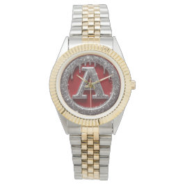 Krom Dropp Bokstav A Monogram Glitter Ikon Armbandsur