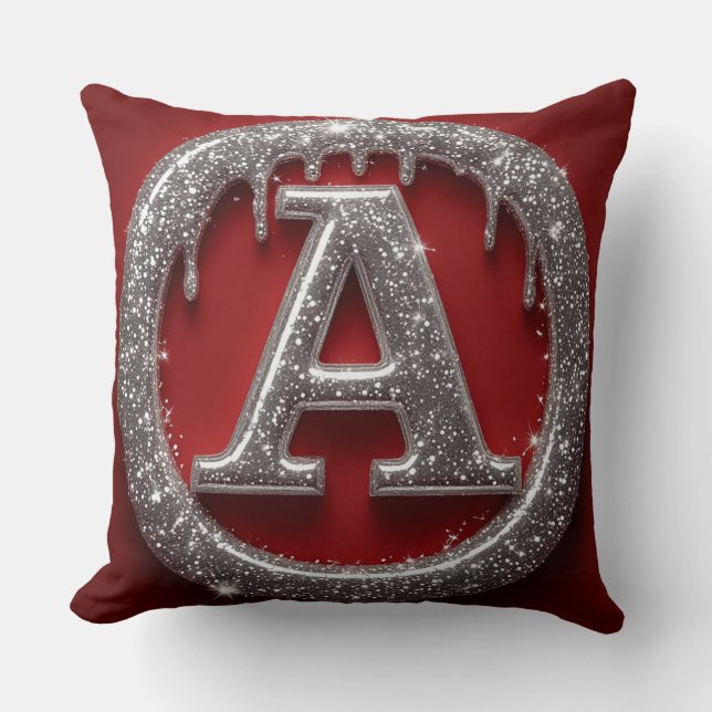 Krom Dropp Bokstav A Monogram Glitter Ikon Kudde (Framsida)