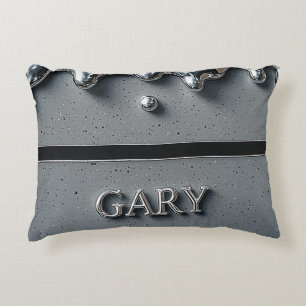 Krom Dropp Gary Namn Slank Silver Lyx Prydnadskudde