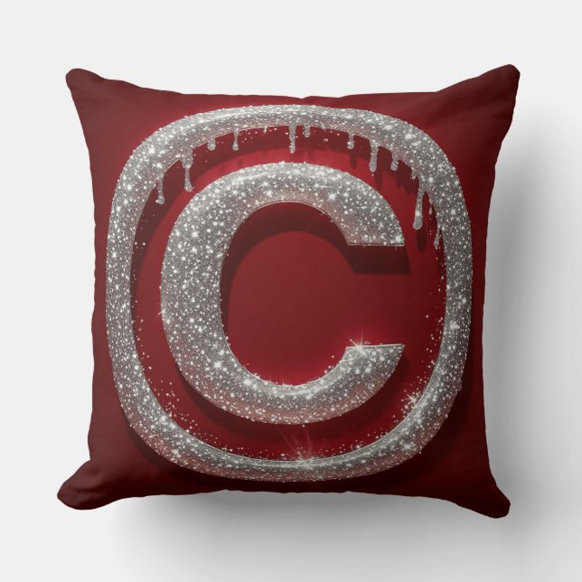 Krom Dropp Glitter Bokstav C Monogram Kudde (Framsida)