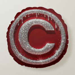 Krom Dropp Glitter Bokstav C Monogram Rund Kudde
