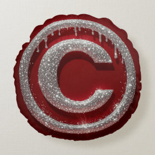 Krom Dropp Glitter Bokstav C Monogram Rund Kudde