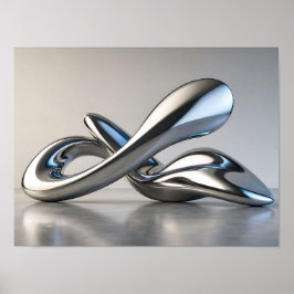Krom Flytande Metall Abstrakt 3D-skulptur Poster