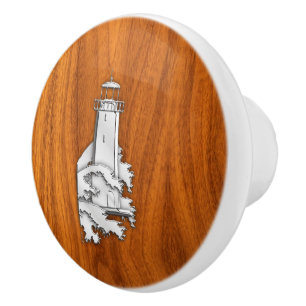 Krom fyr på Teak Wood Grain Print Knopp