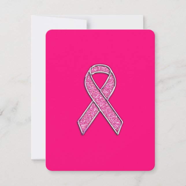 Krom Glitter Stil Rosa Band Medvetenhet (Framsida)