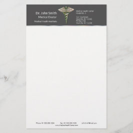 Krom holografisk 3D medicinsk kaduceus Brevpapper