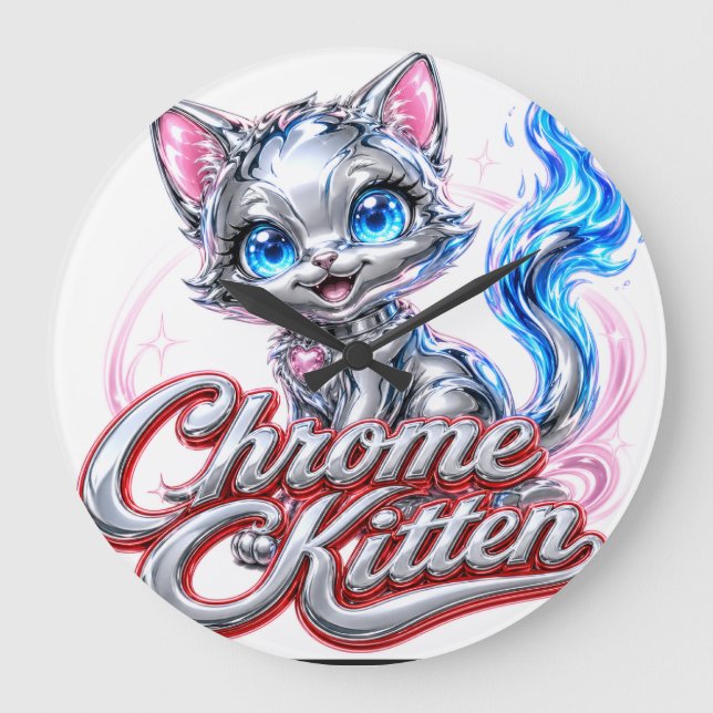 Krom Katt Väggur - Akryl (Framsida)