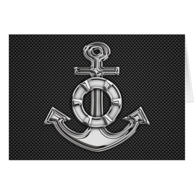 Krom Lifesaver-ankare på kolfiber Hälsningskort (Framsidan Horizontal)
