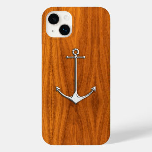 Krom nautiska ankare på Teak Wood Print