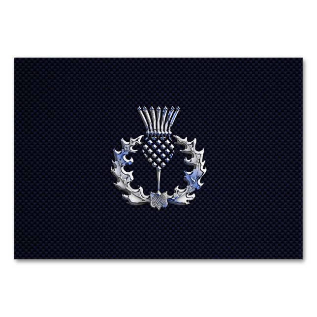 Krom på kolfiber Skriv ut Scottish Thistle Bordsnummer (Framsidan)