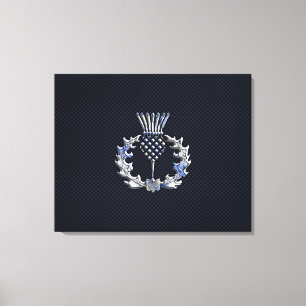 Krom på kolfiber Skriv ut Scottish Thistle Canvastryck