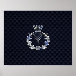 Krom på kolfiber Skriv ut Scottish Thistle Poster