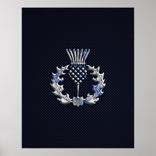 Krom på kolfiber Skriv ut Scottish Thistle Poster