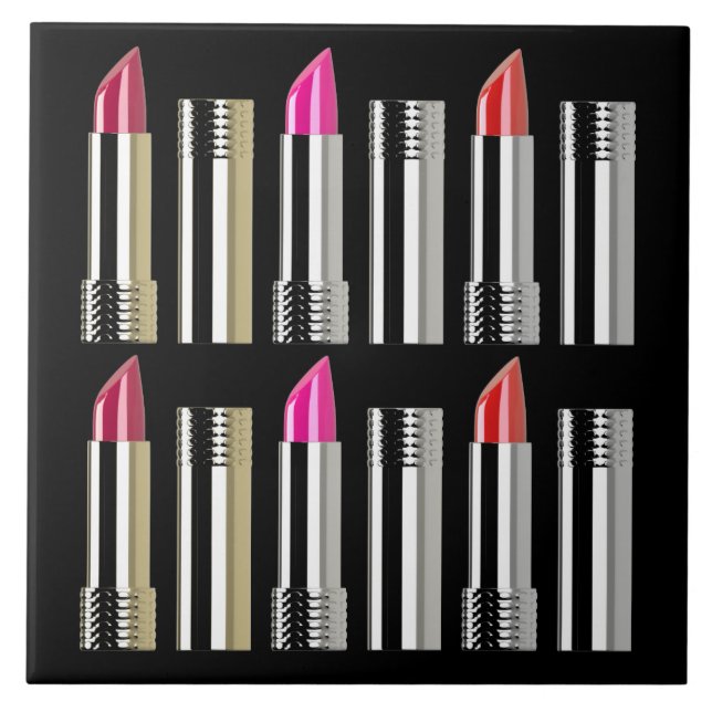 Krom-rosa-rött av lipstick kakelplatta (Framsidan)