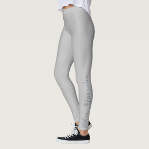 Krom Silver & Skifferblå Modern Brud Anpassad Leggings