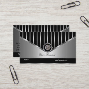 Krom Silver Svart Rand Elegant Klassisk Visitkort