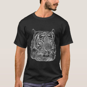 krom silver tiger ansikte djurart djungelkonst t shirt