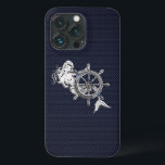 Krom Sjöjungfru på kolfiberutskrift<br><div class="desc">Ett modernt nautiskt silver-krom, som applicque stil på en marin blå kolfiberdeka för en anpassningsbar telefonväska som alla på eller utanför båten kommer att njuta av. Använda länken "Be den här designern" om du vill kontakta oss med dina speciella designförfrågningar eller om du behöver hjälp med något av dina anpassningsprojektbehov....</div>