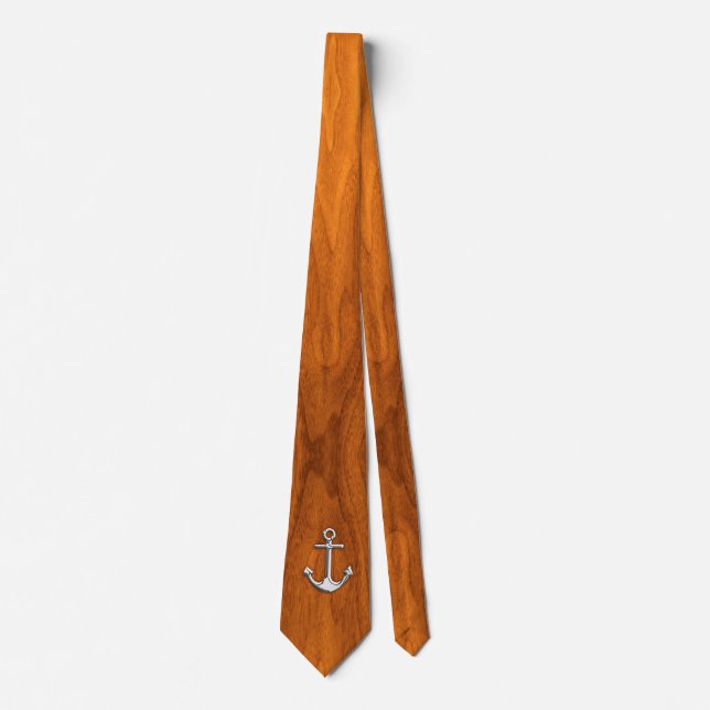 Krom som Anchor på Teak Veneer stil-utskrift Slips (Framsida)