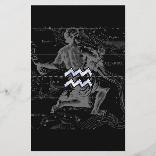 Krom som Aquarius Zodiac Sign på Hevelius Brevpapper (Framsida)