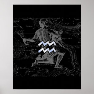 Krom som Aquarius Zodiac Sign på Hevelius Poster