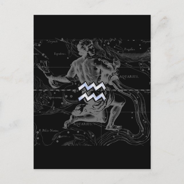 Krom som Aquarius Zodiac Sign på Hevelius Vykort (Framsida)