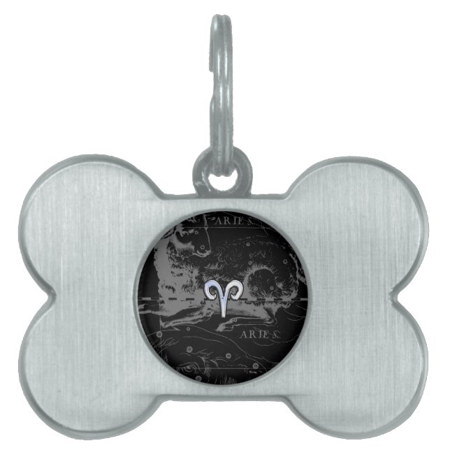 Krom som Aries Zodiac Symbol på Hevelius ID-bricka Husdjur (Framsidan)