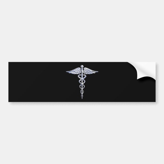 Krom som Caduceus Medical Symbol Bildekal (Framsidan)