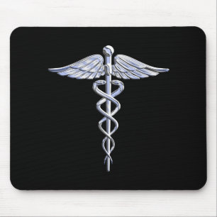 Krom som Caduceus Medical Symbol Black Decor Musmatta