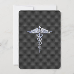 Krom som Caduceus Medical Symbol Carbon Fiber