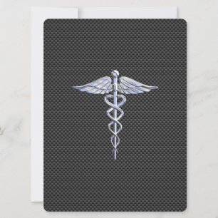 Krom som Caduceus Medical Symbol Carbon Fiber